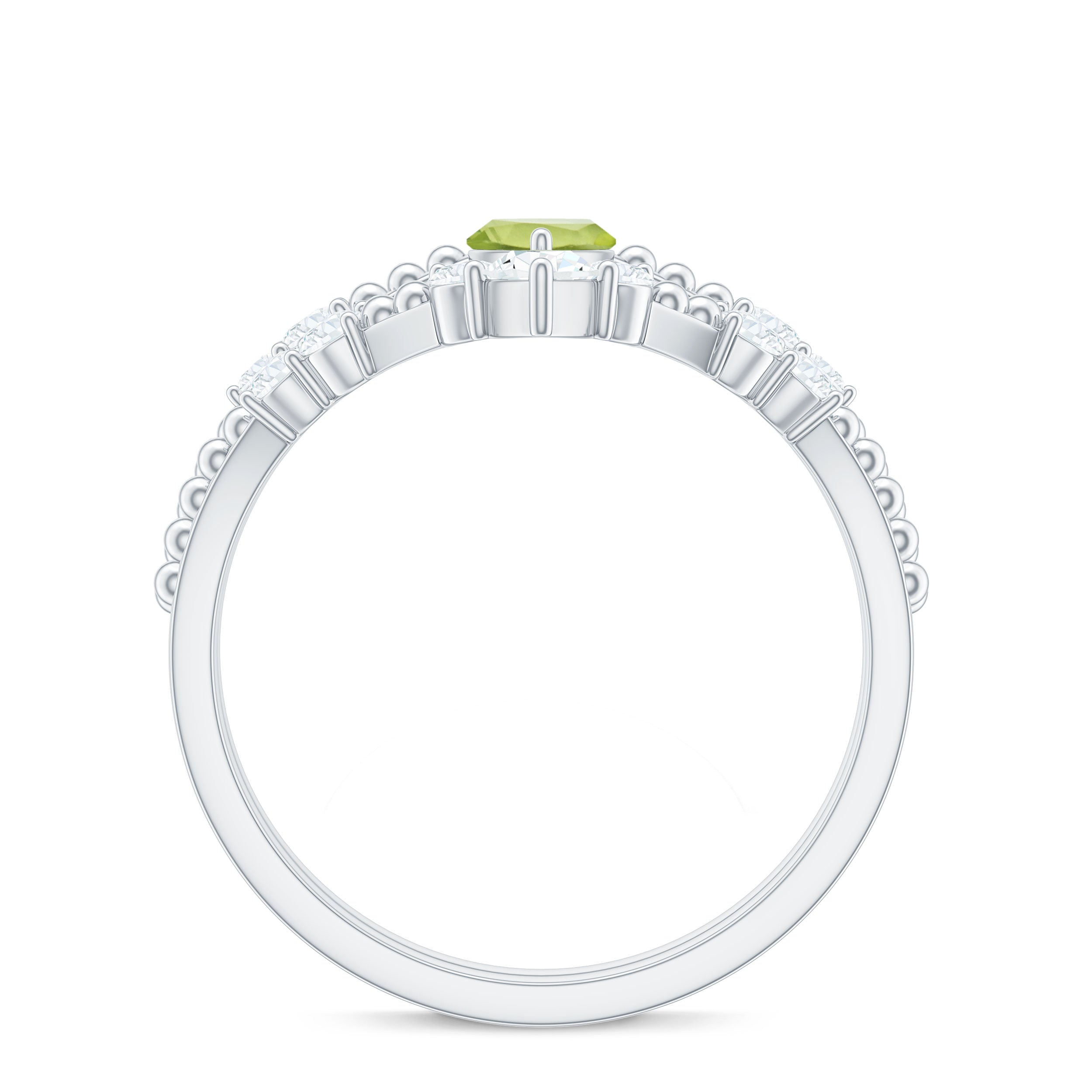 Natural Peridot Marquise Engagement Ring With Wedding Band