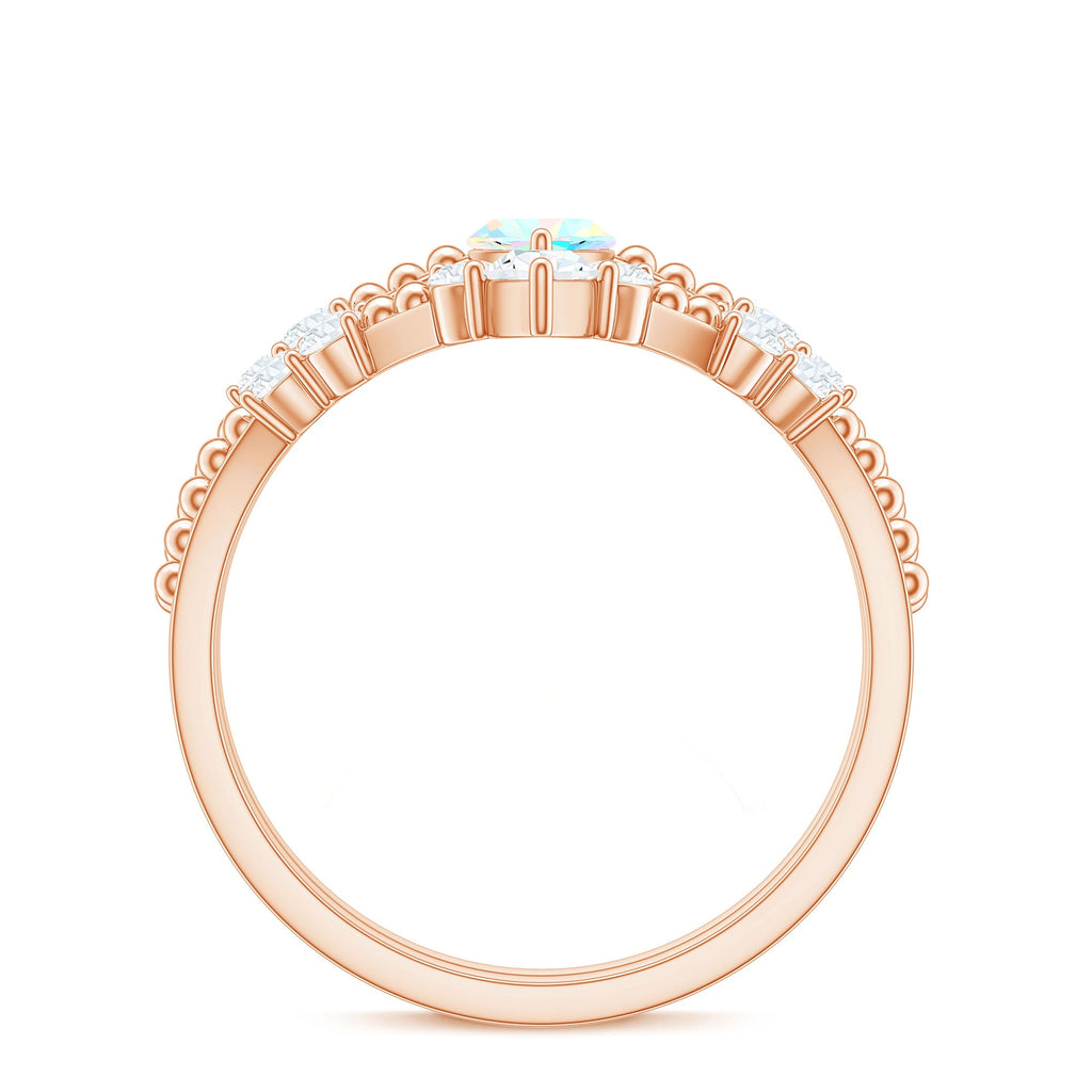 Certified 0.5 Carat Real Ethiopian Opal Marquise Engagement Wedding Ring Set of 2