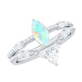 Certified 0.5 Carat Real Ethiopian Opal Marquise Engagement Wedding Ring Set of 2