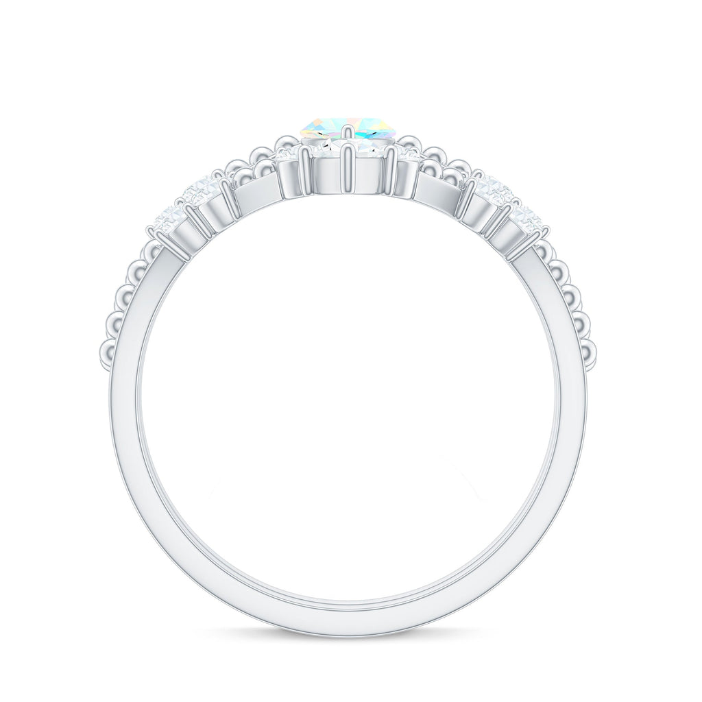 Certified 0.5 Carat Real Ethiopian Opal Marquise Engagement Wedding Ring Set of 2