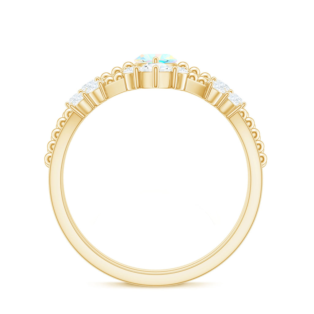 Certified 0.5 Carat Real Ethiopian Opal Marquise Engagement Wedding Ring Set of 2