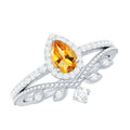 Certified Citrine and Diamond Teardrop Engagement Ring with Enhancer