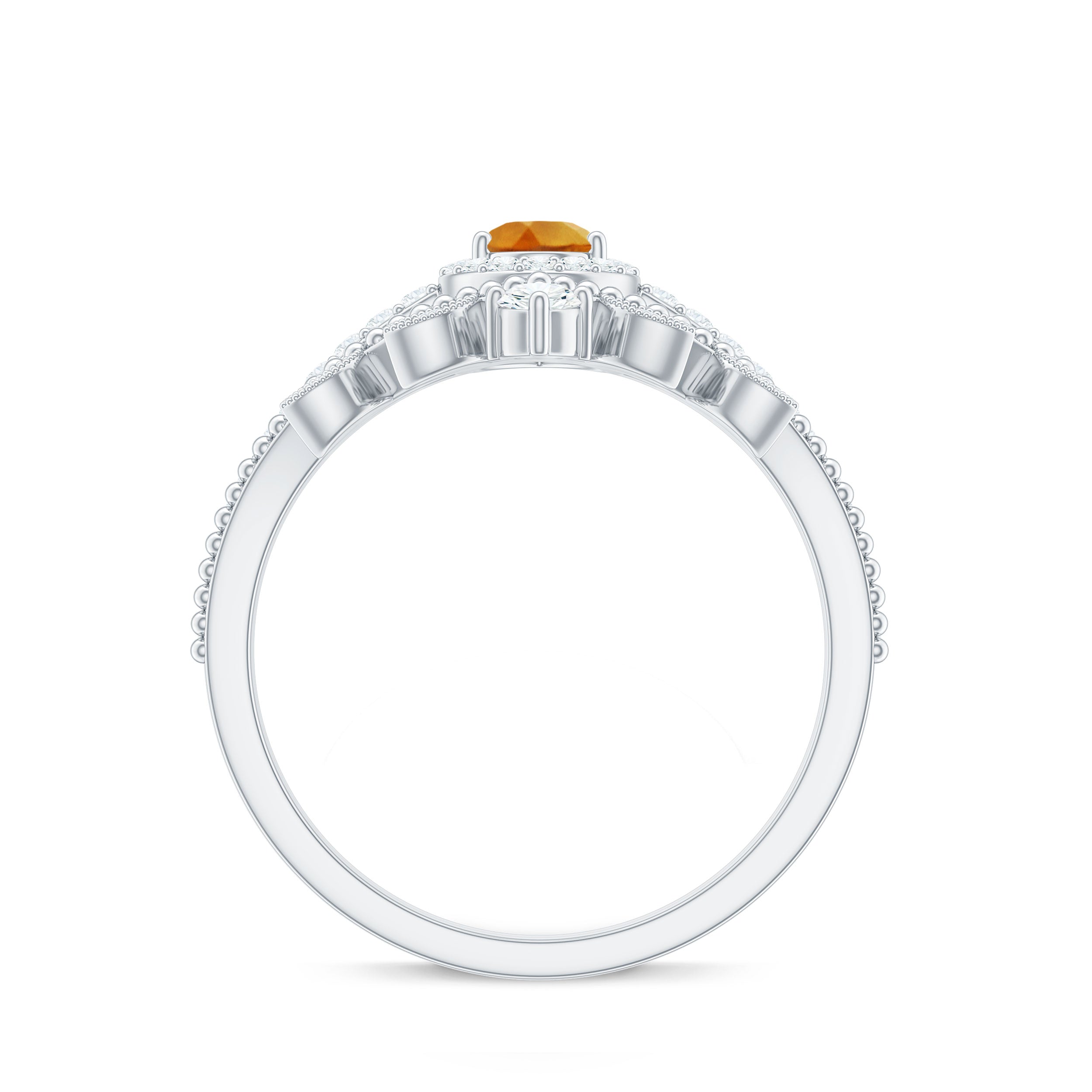 Certified Citrine and Diamond Teardrop Engagement Ring with Enhancer