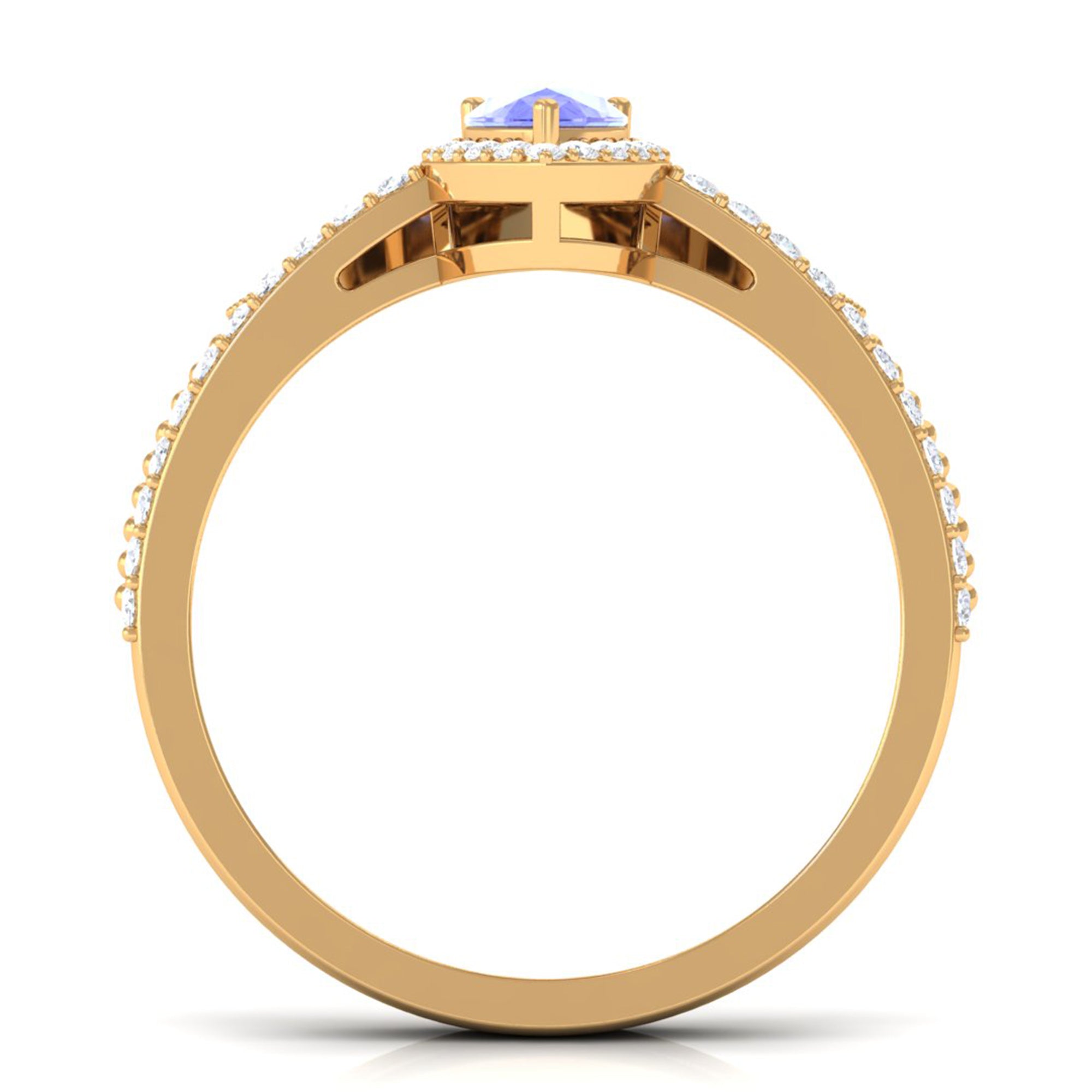 0.8 Carat Vintage Looking Tanzanite Diamond Wedding Bridal Ring Set of 2