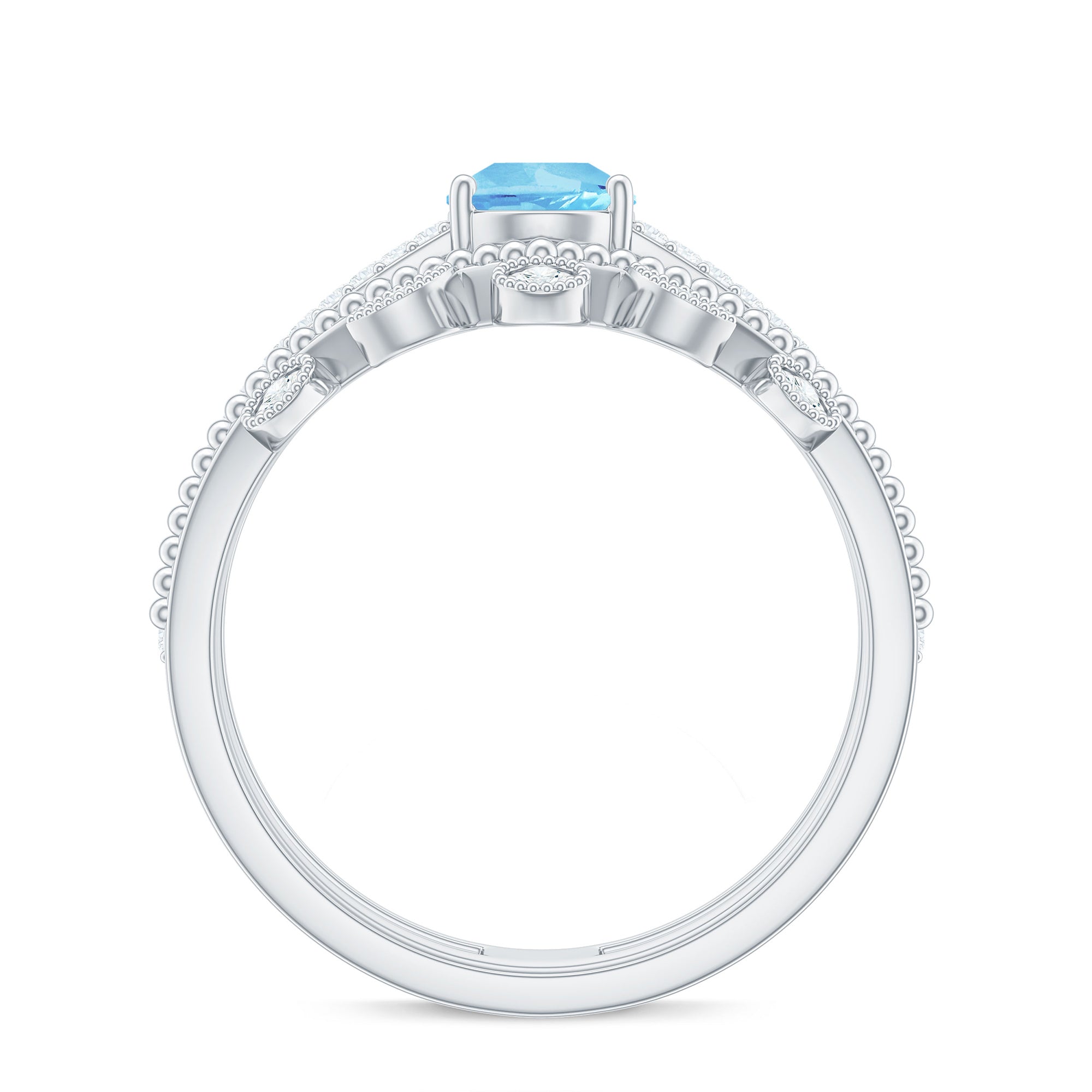 1 Carat Aquamarine and Diamond Teardrop Engagement Ring with Enhancer