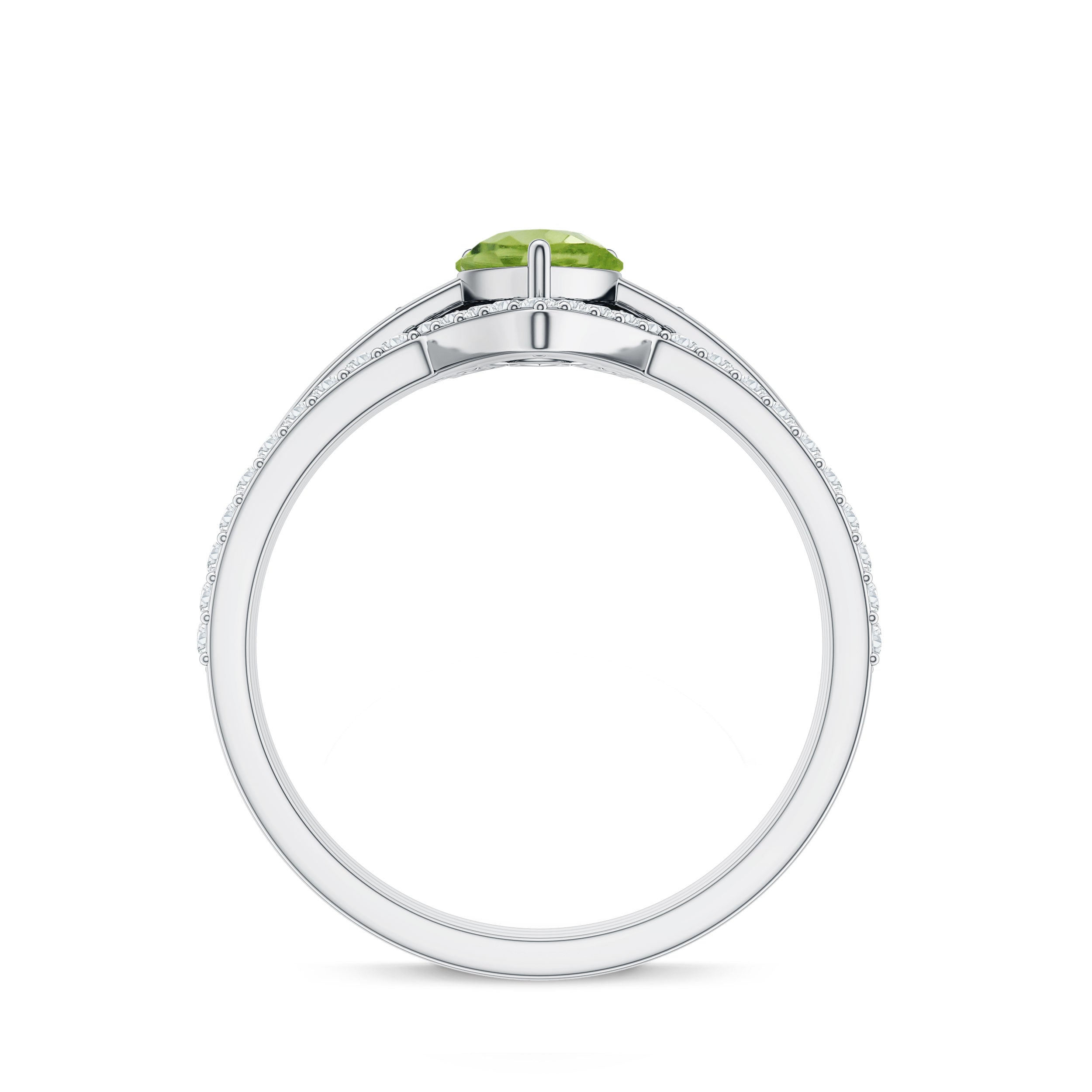 Certified Real 1 Carat Peridot Trio Wedding Ring Set with Moissanite