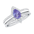 0.8 Carat Natural Tanzanite Diamond 3 Piece Wedding Ring Set