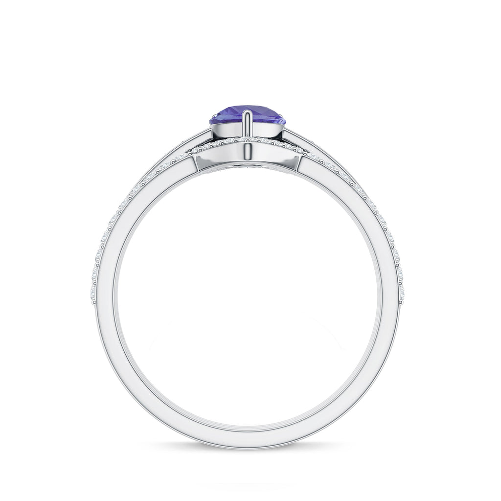 0.8 Carat Natural Tanzanite Diamond 3 Piece Wedding Ring Set