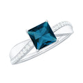 1 Carat Princess Cut London Blue Topaz Solitaire Engagement Ring For Women