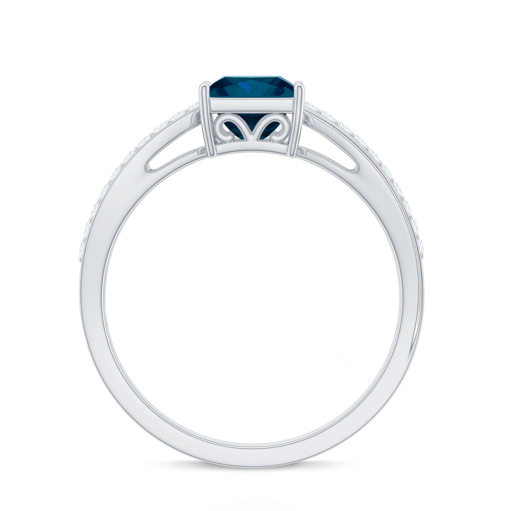 1 Carat Princess Cut London Blue Topaz Solitaire Engagement Ring For Women