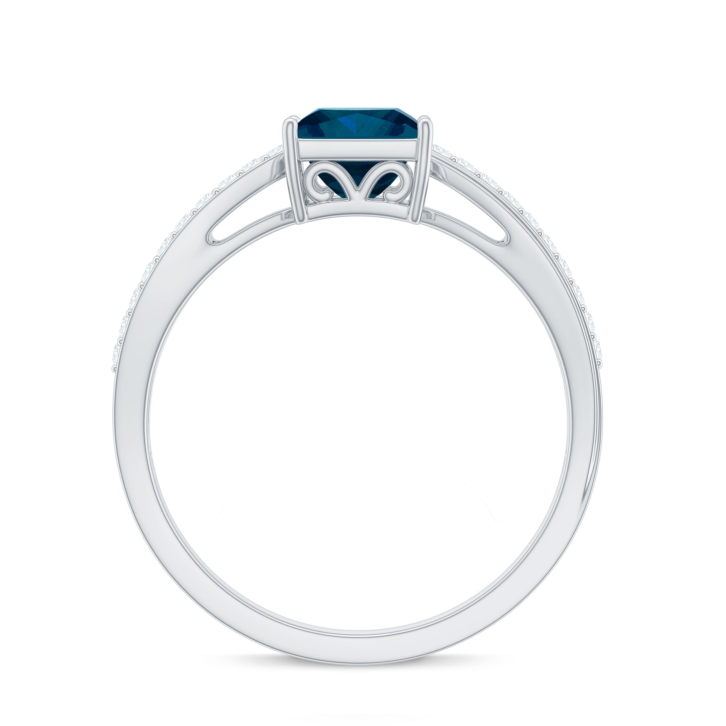 1 Carat Princess Cut London Blue Topaz Solitaire Engagement Ring For Women