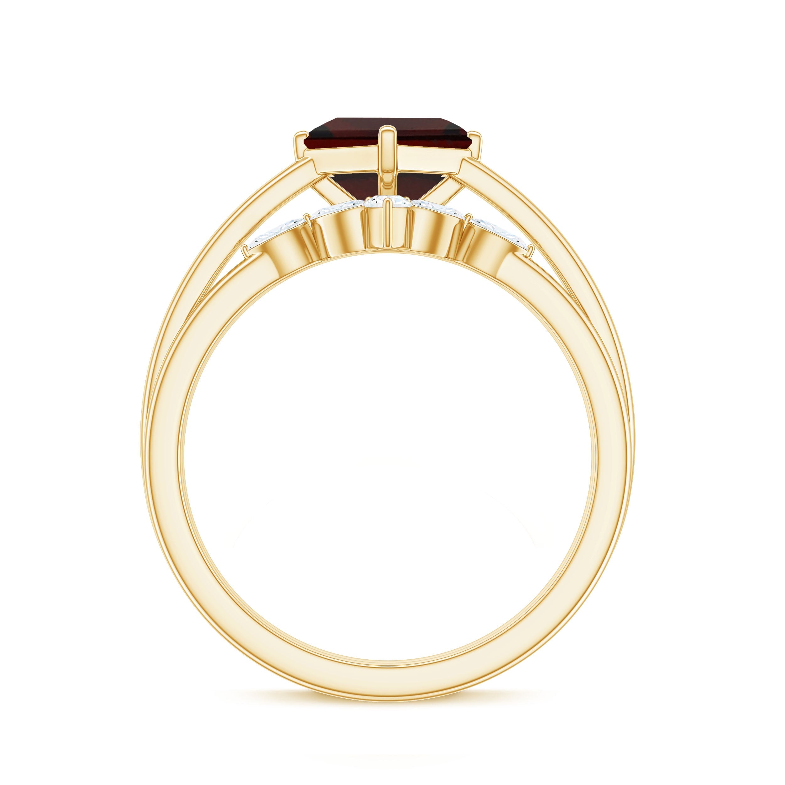 1.4 Carat Princess Cut Garnet Solitaire Bridal Ring Set with Diamonds