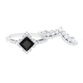 0.5 Carat Black Onyx and Moissanite Statement Wedding Ring Set