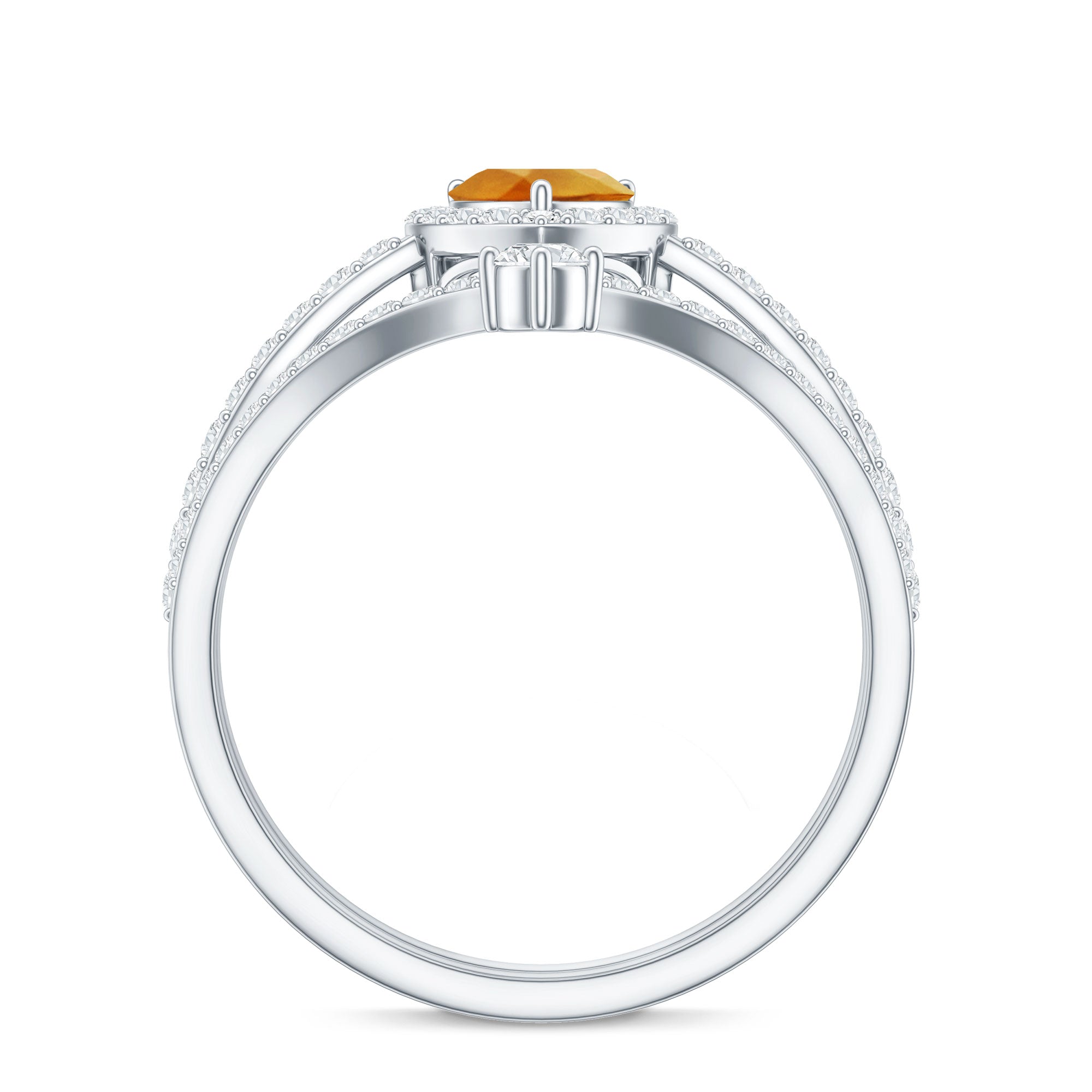 Certified Real Citrine Heart Shape Engagement Ring with Diamond Enhancer