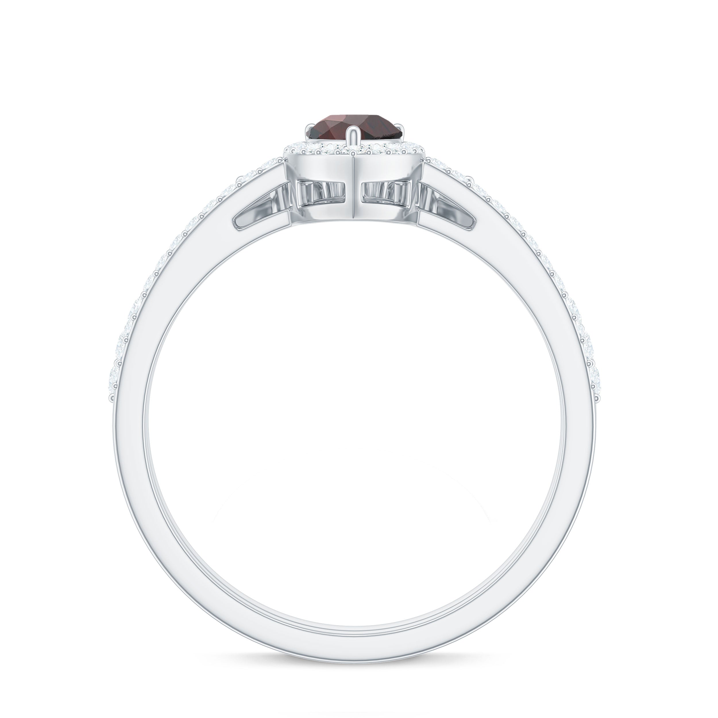 Natural 0.8 Carat Pear Shape Garnet Diamond Wedding Engagement Ring Set