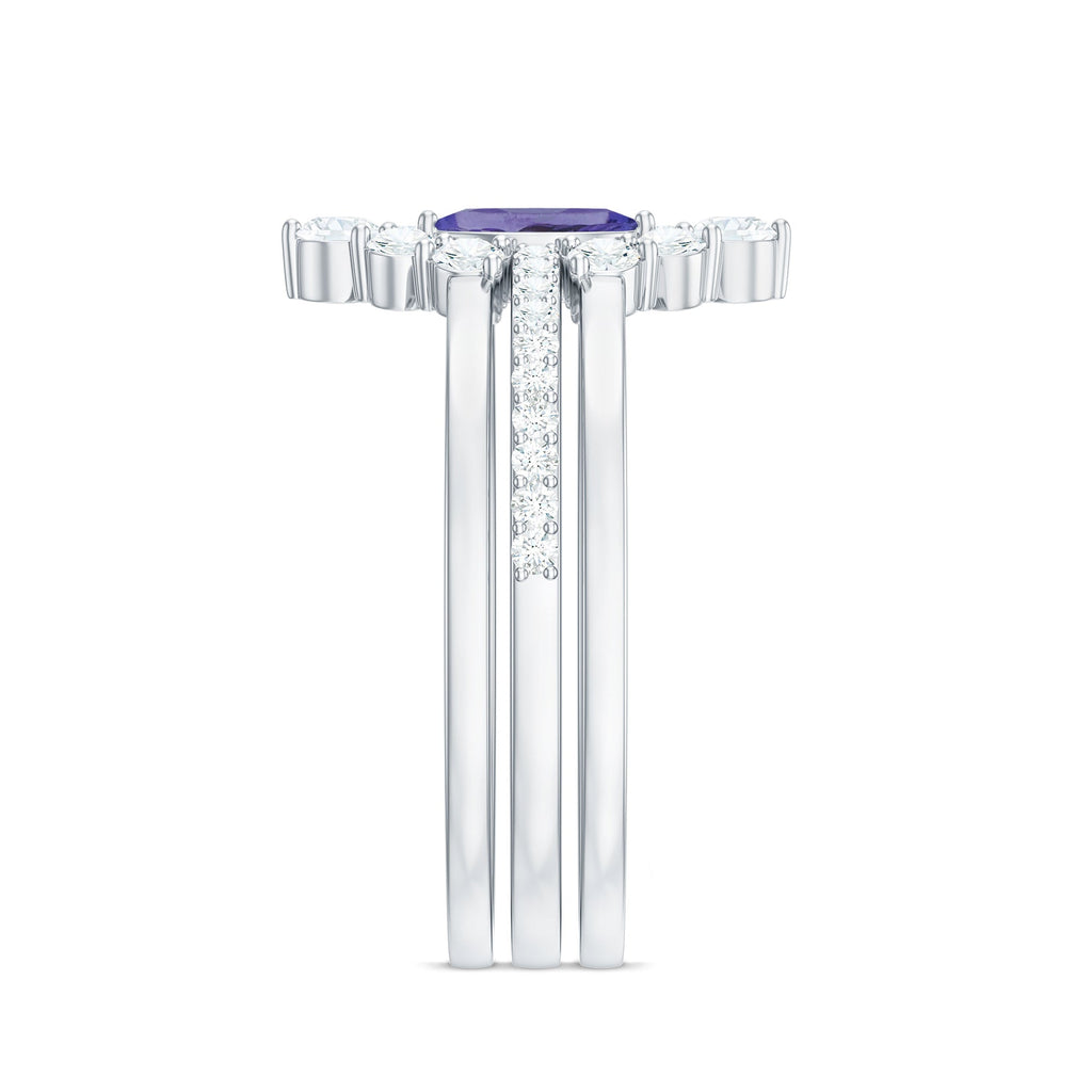 Marquise Cut Tanzanite Solitaire Ring Set with Diamond