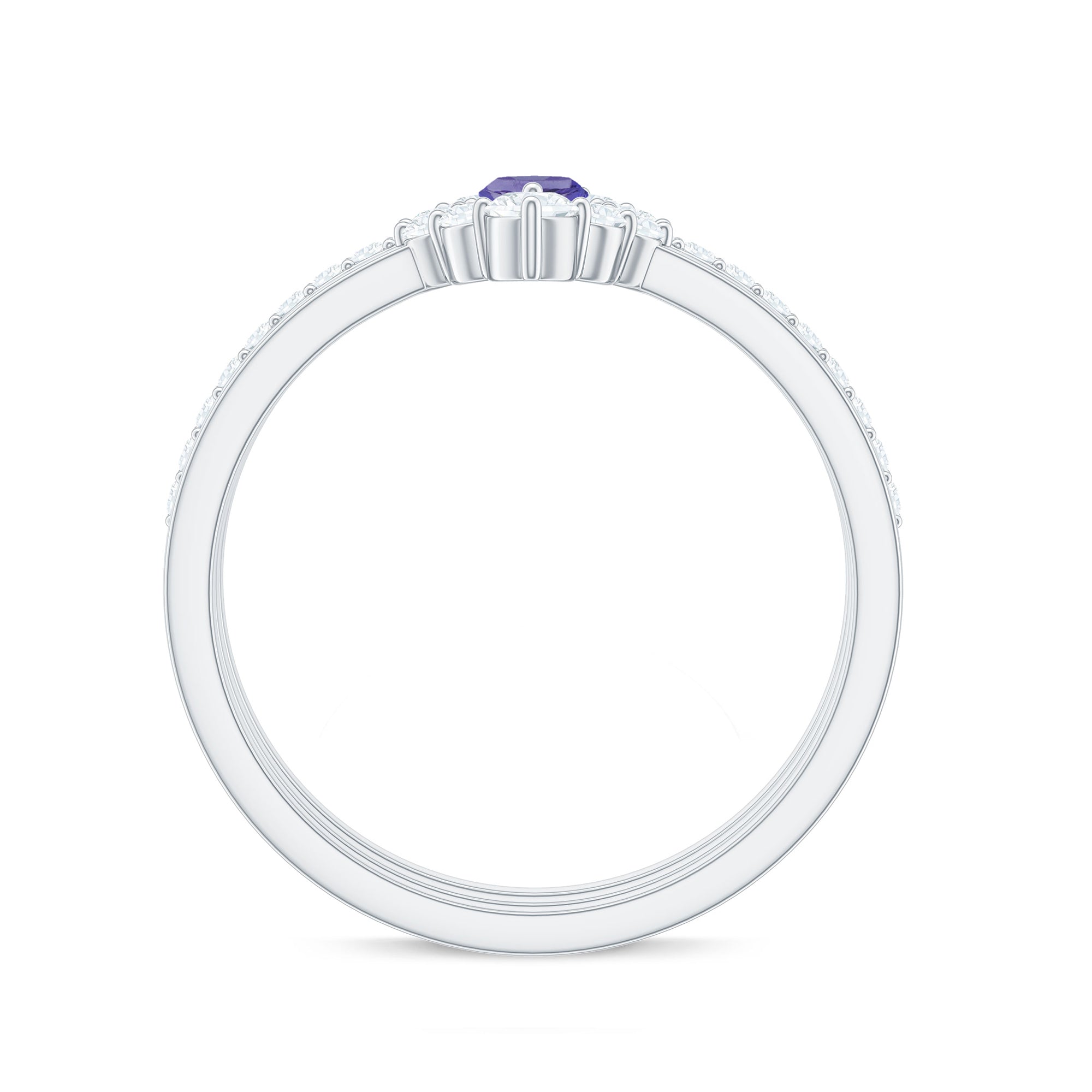 Marquise Cut Tanzanite Solitaire Ring Set with Diamond