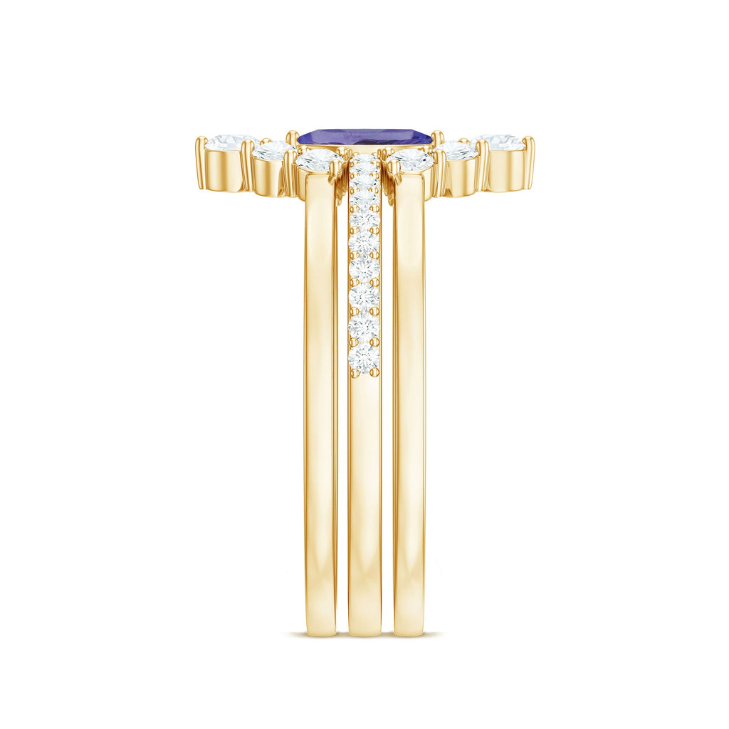 Marquise Cut Tanzanite Solitaire Ring Set with Diamond