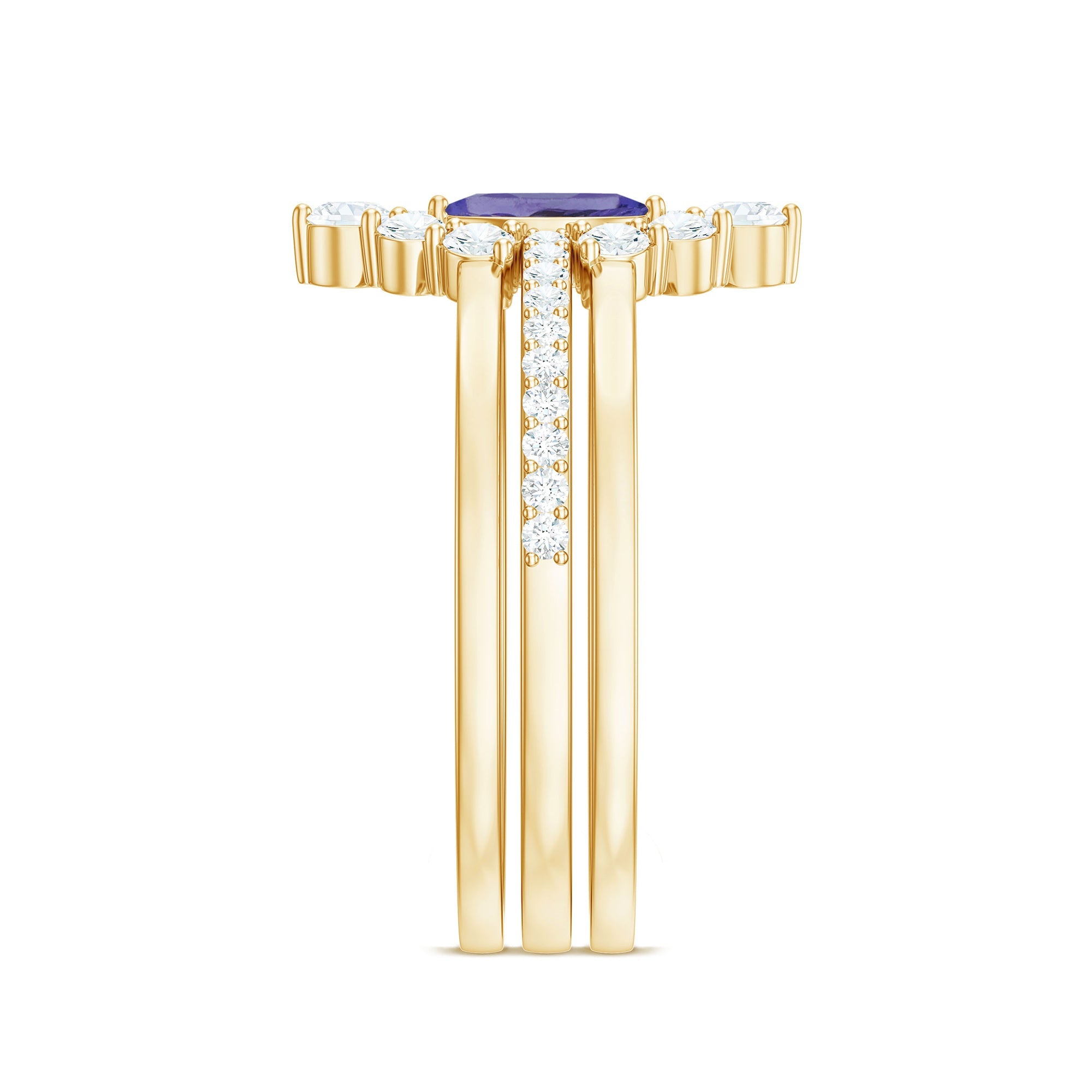Marquise Cut Tanzanite Solitaire Ring Set with Diamond