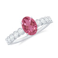 1 Carat Oval Pink Tourmaline Solitaire Engagement Ring with Diamond