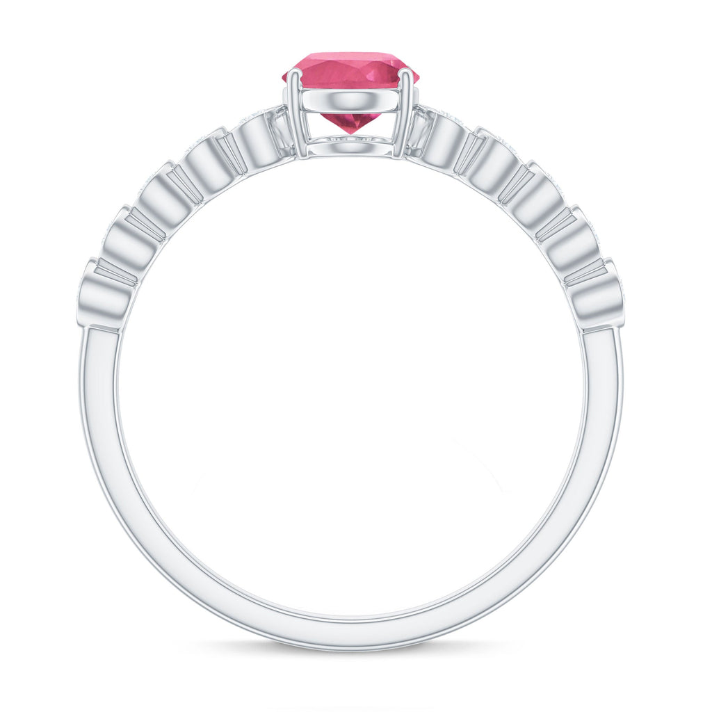 1 Carat Oval Pink Tourmaline Solitaire Engagement Ring with Diamond