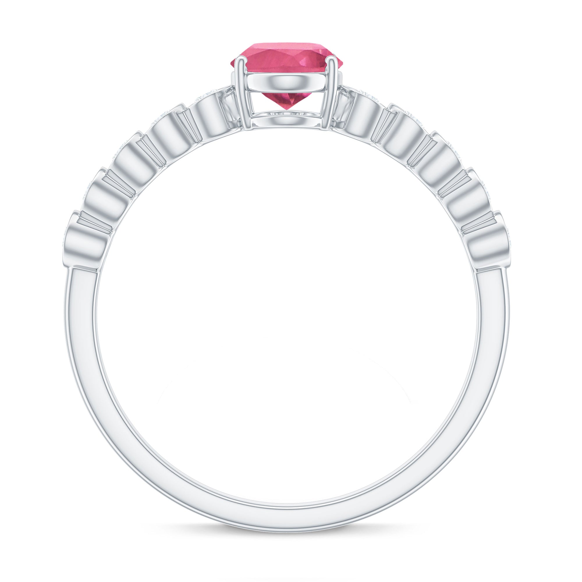 1 Carat Oval Pink Tourmaline Solitaire Engagement Ring with Diamond