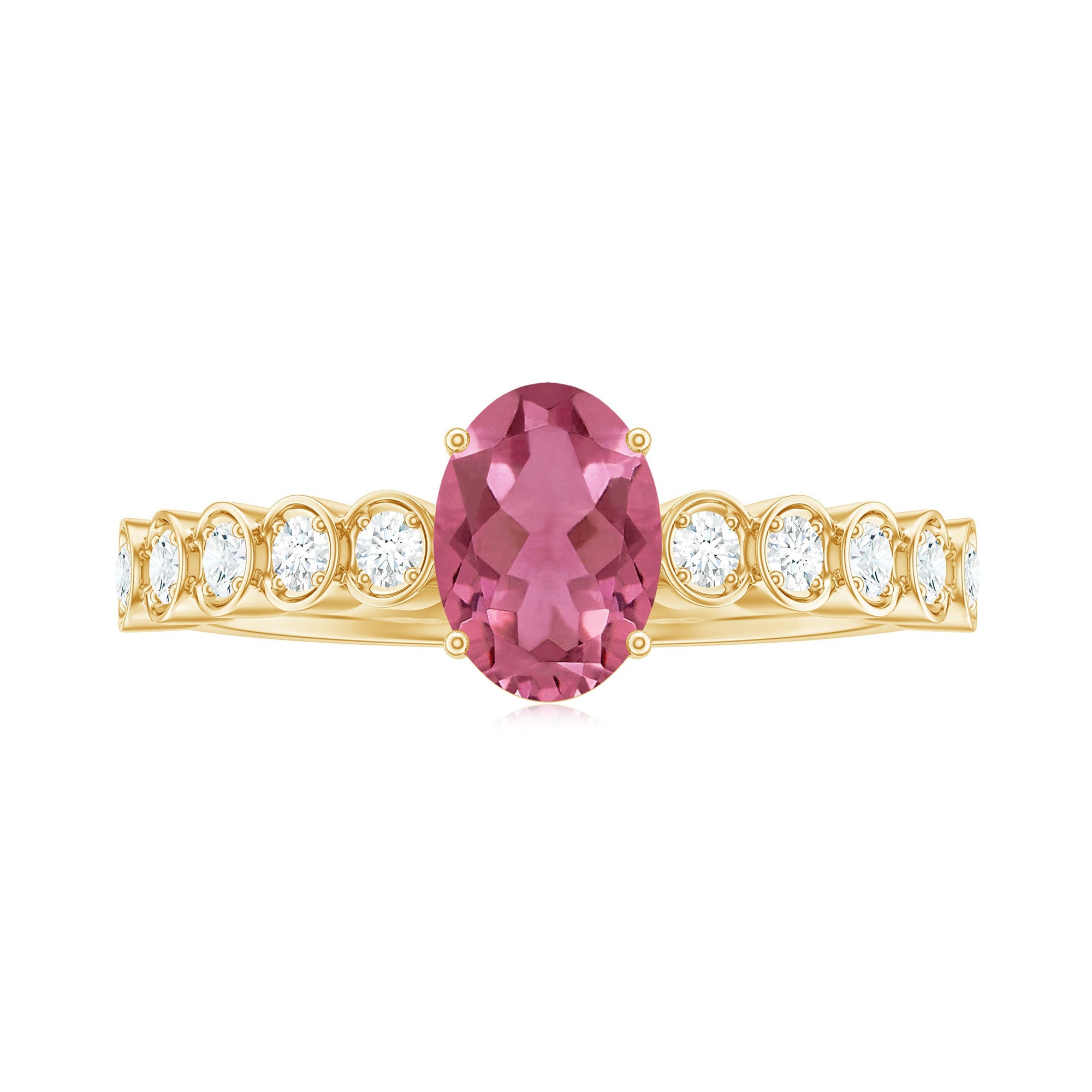 1 Carat Oval Pink Tourmaline Solitaire Engagement Ring with Diamond