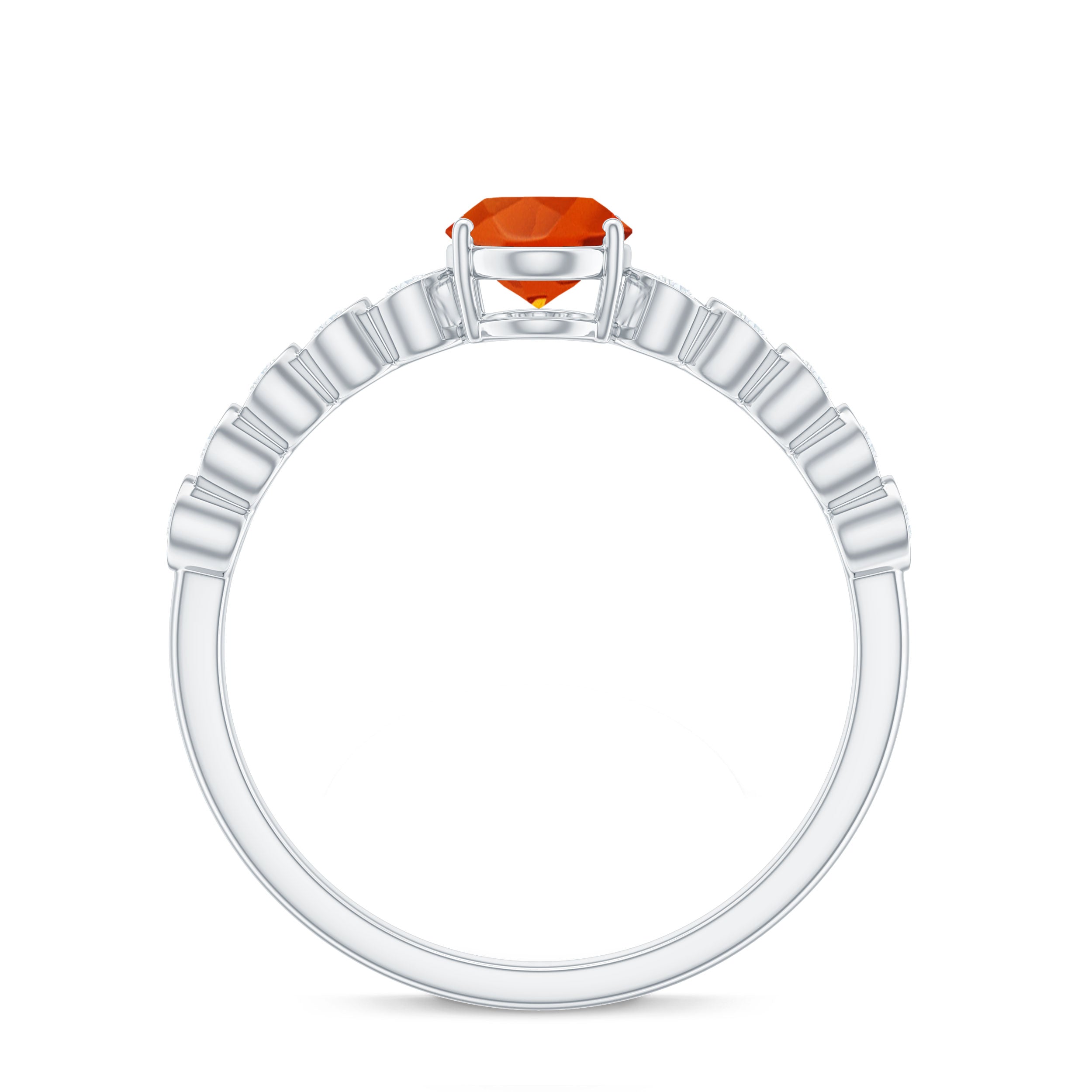 0.6 Carat Oval Fire Opal Solitaire Engagement Ring with Diamond