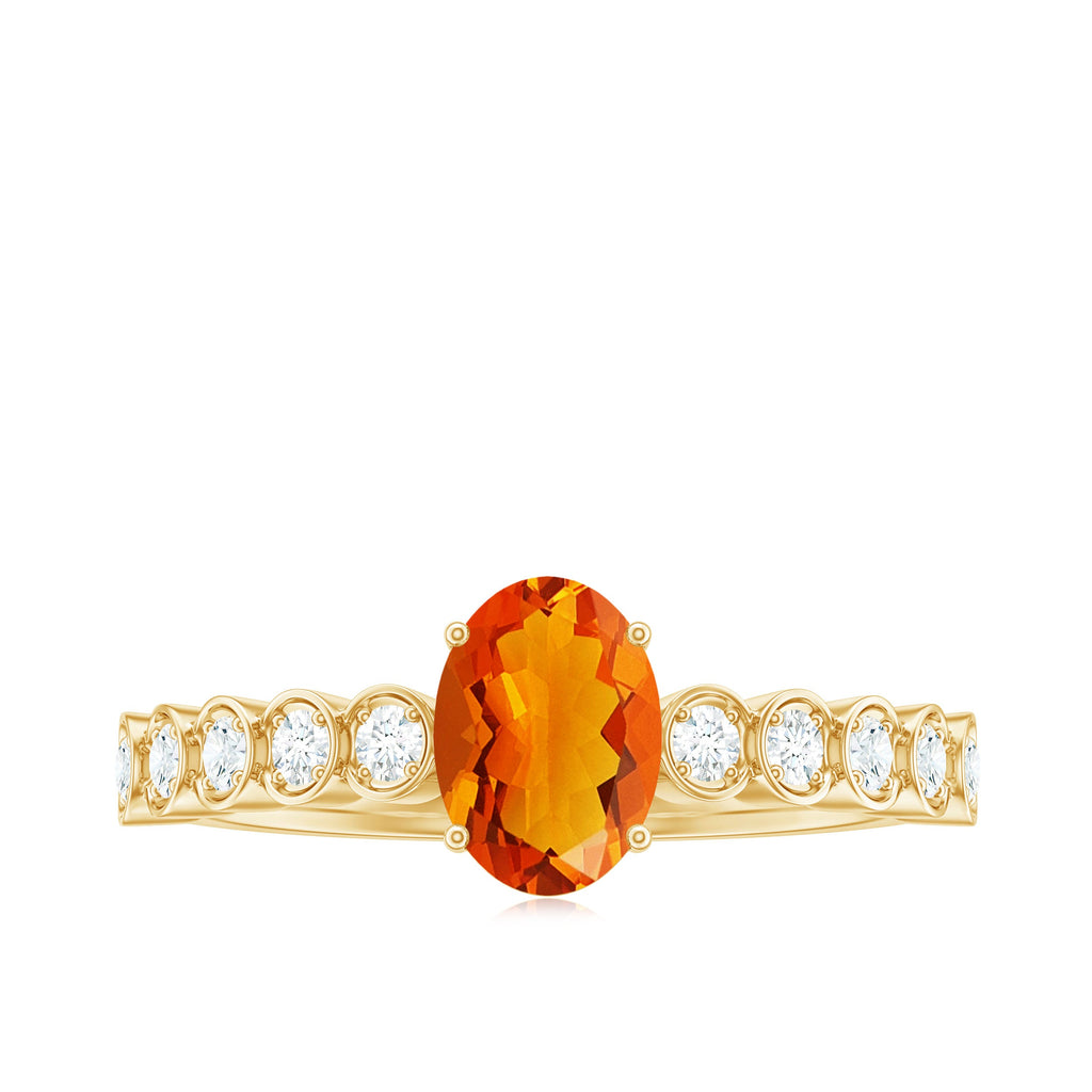 0.6 Carat Oval Fire Opal Solitaire Engagement Ring with Diamond