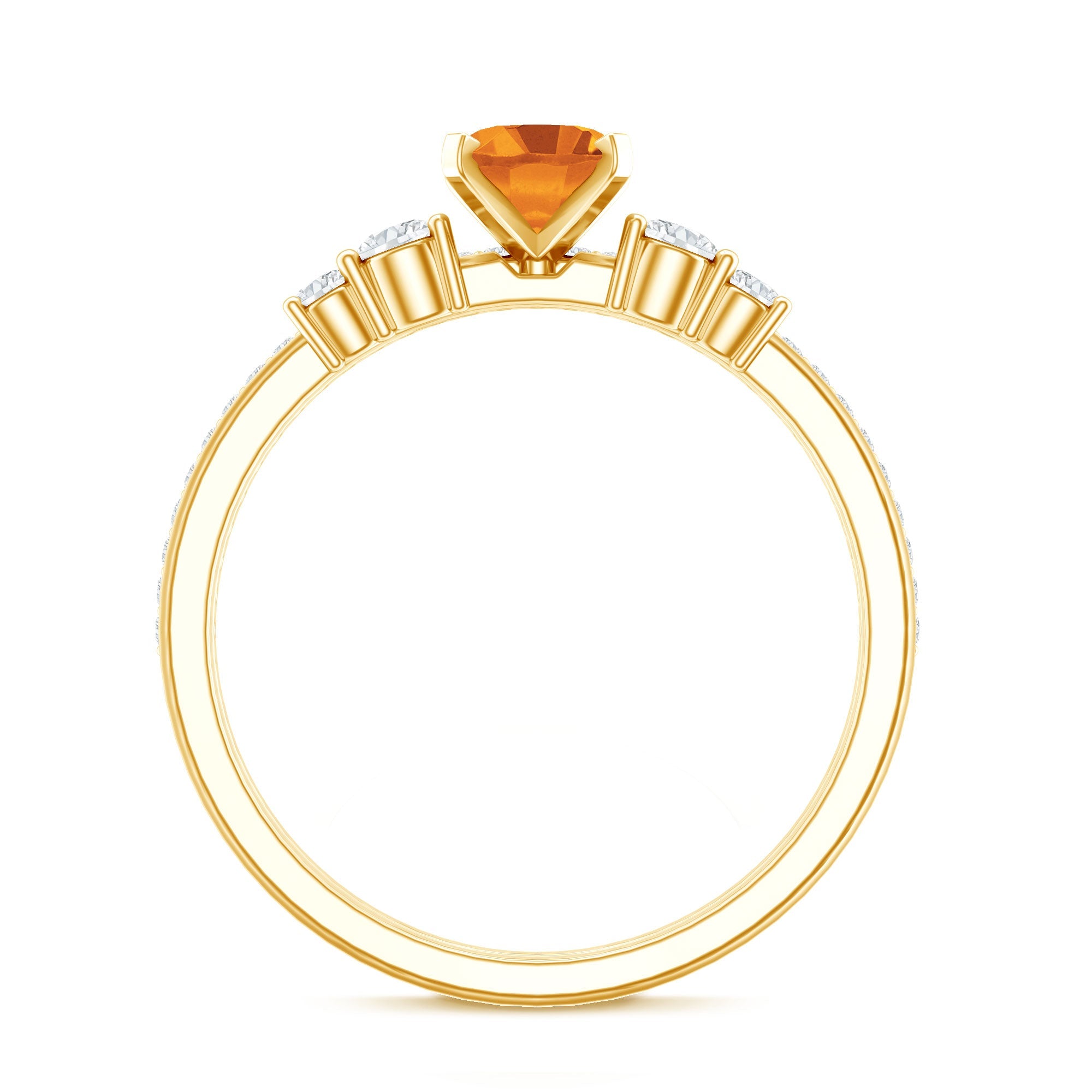 Natural 1 Carat Oval Citrine Diamond Wedding Bridal Ring Set of 2