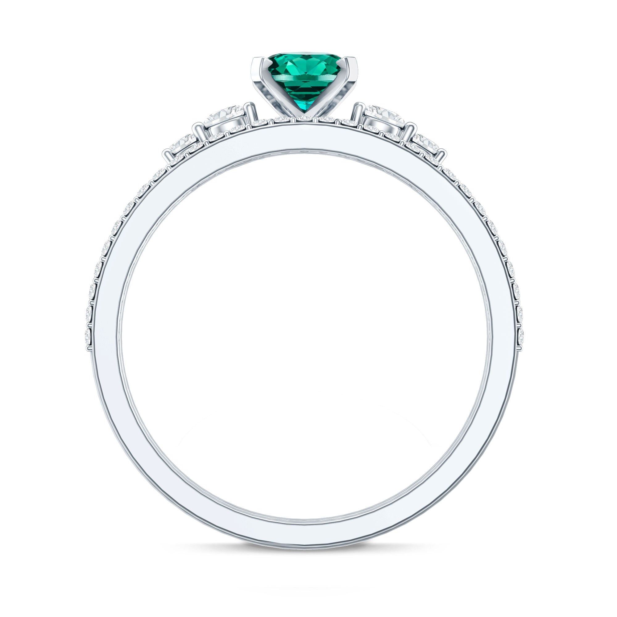 Certified Oval Lab Grown Emerald Diamond Engagement Ring Set