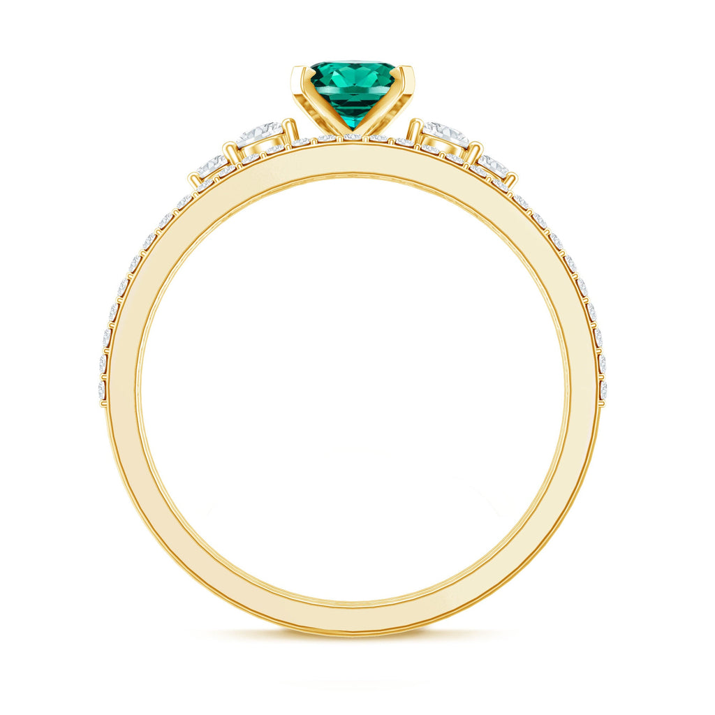 Certified Oval Lab Grown Emerald Diamond Engagement Ring Set