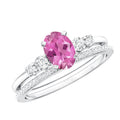 Oval Pink tourmaline Ring with Diamond Wedding Band