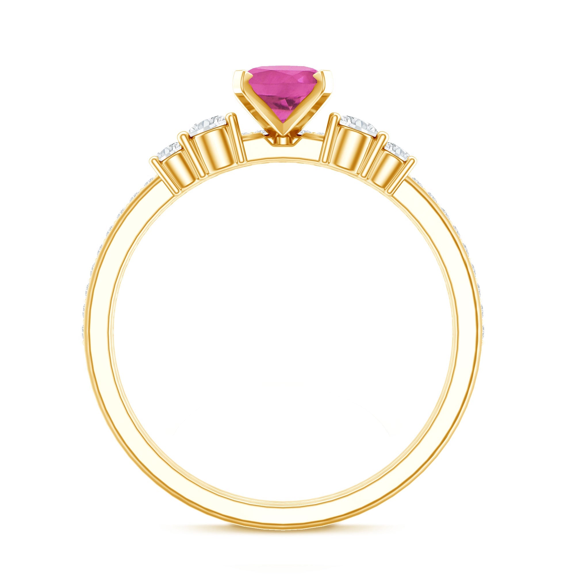 Oval Pink tourmaline Ring with Diamond Wedding Band