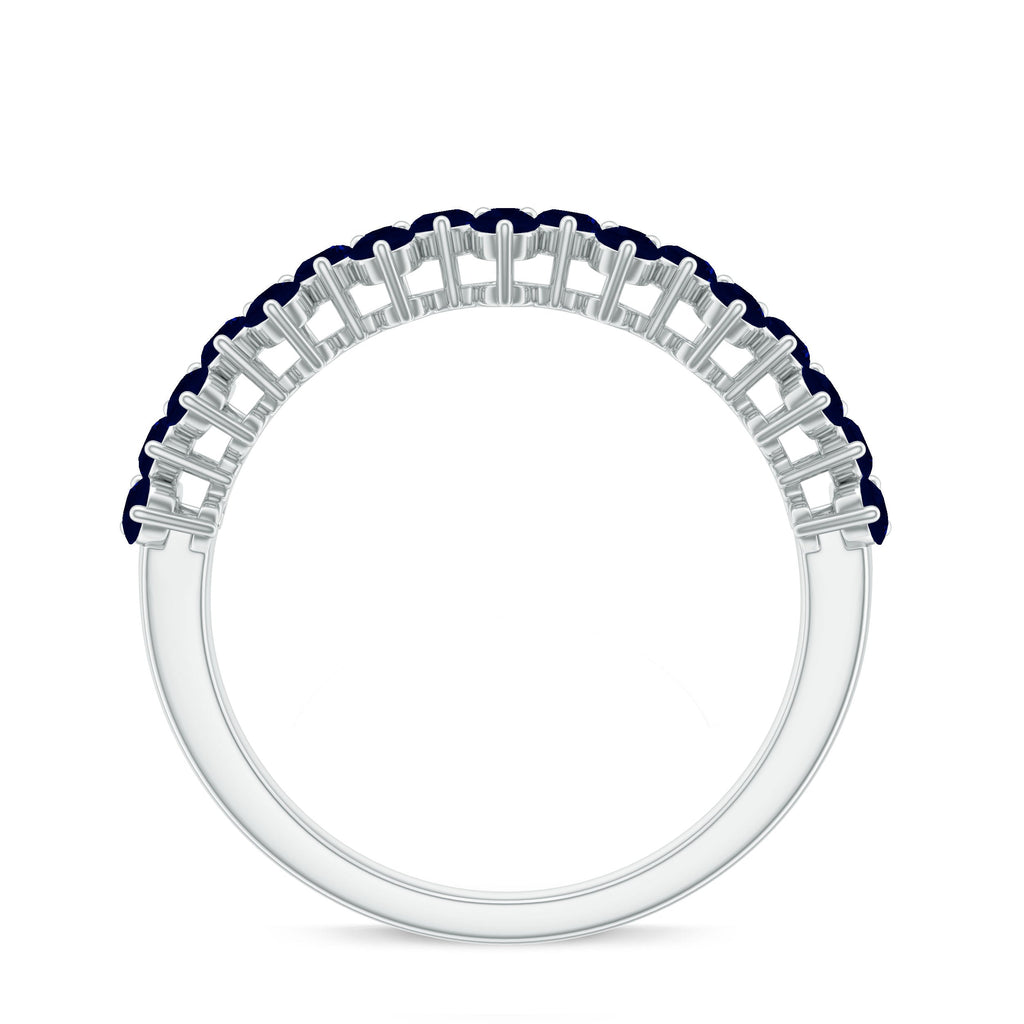 Natural Blue Sapphire Half Eternity Anniversary Ring