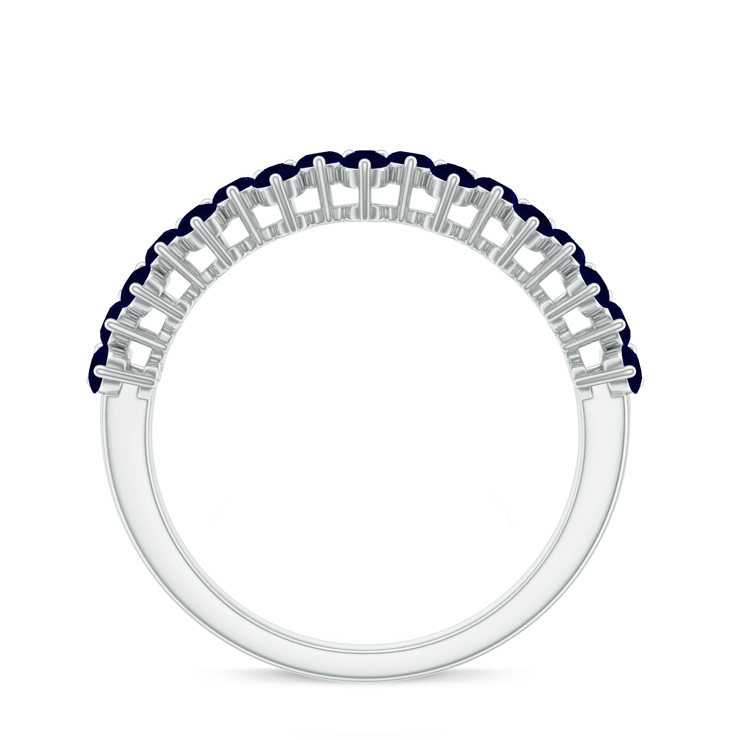 Natural Blue Sapphire Half Eternity Anniversary Ring