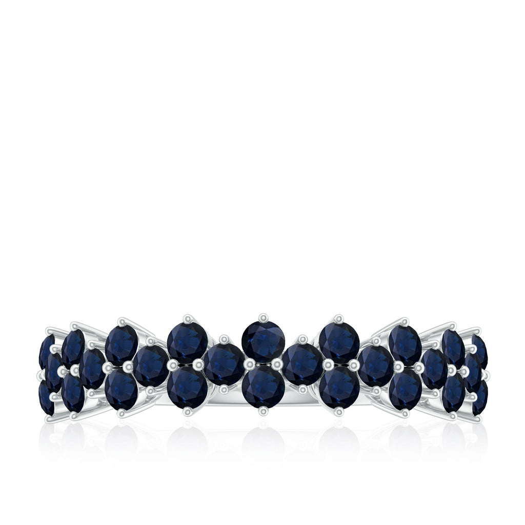 Natural Blue Sapphire Half Eternity Anniversary Ring