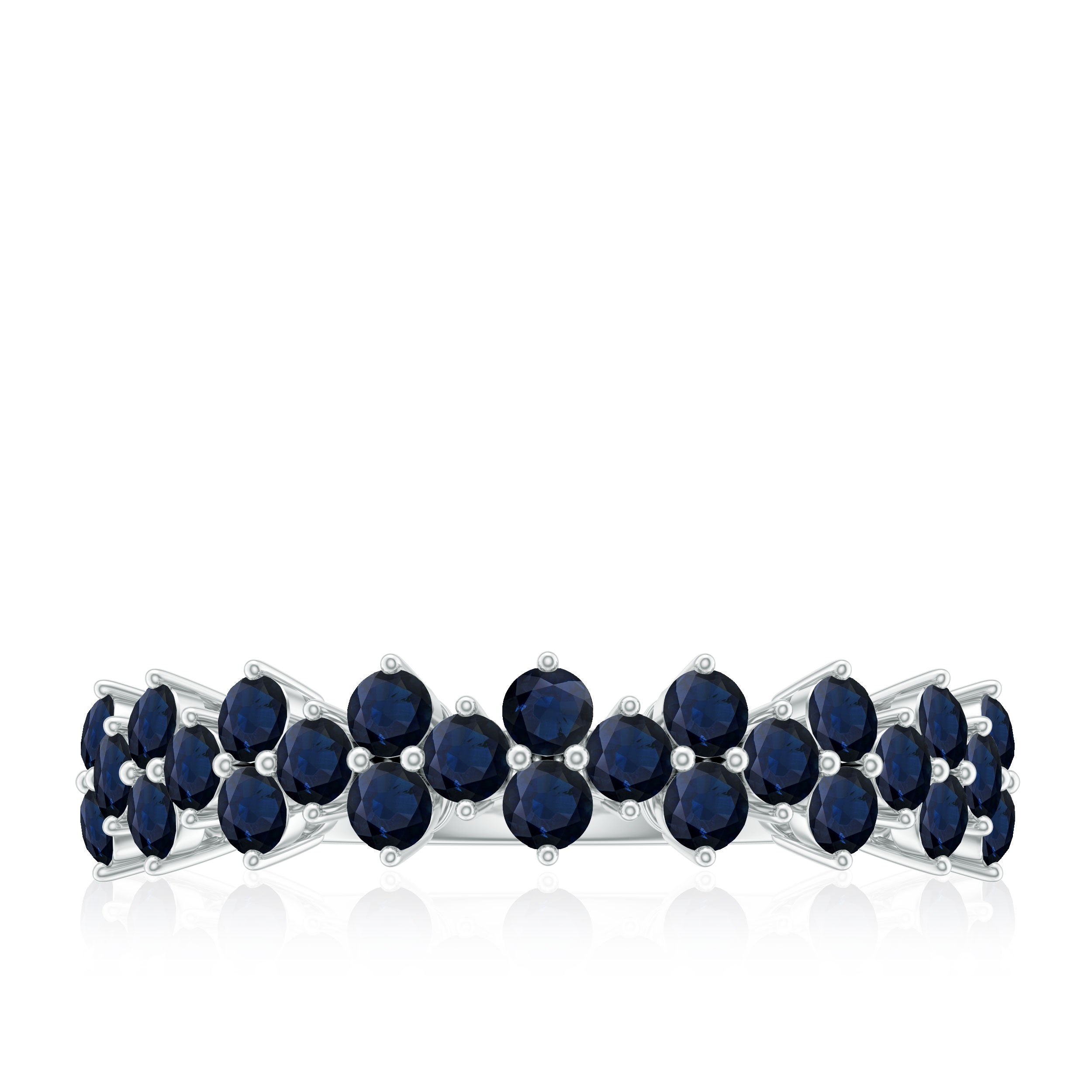 Natural Blue Sapphire Half Eternity Anniversary Ring