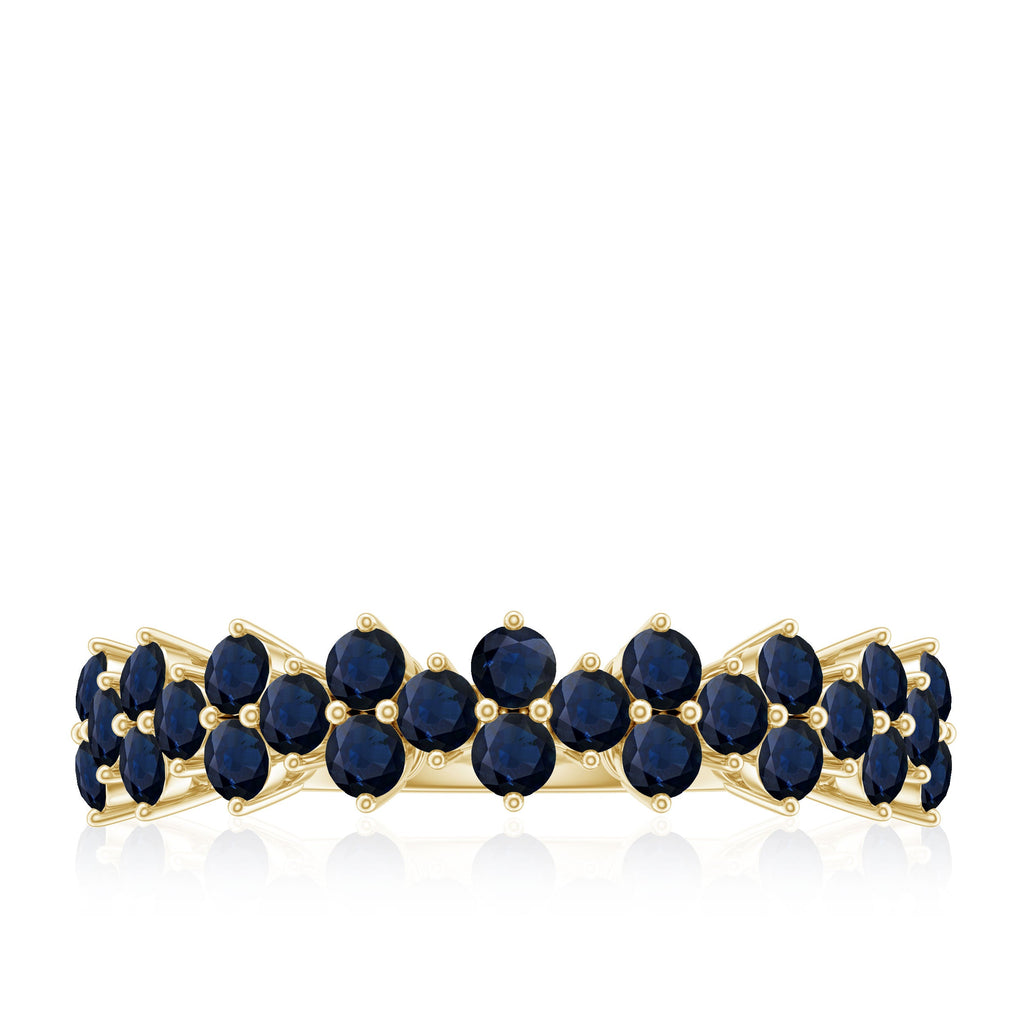 Natural Blue Sapphire Half Eternity Anniversary Ring