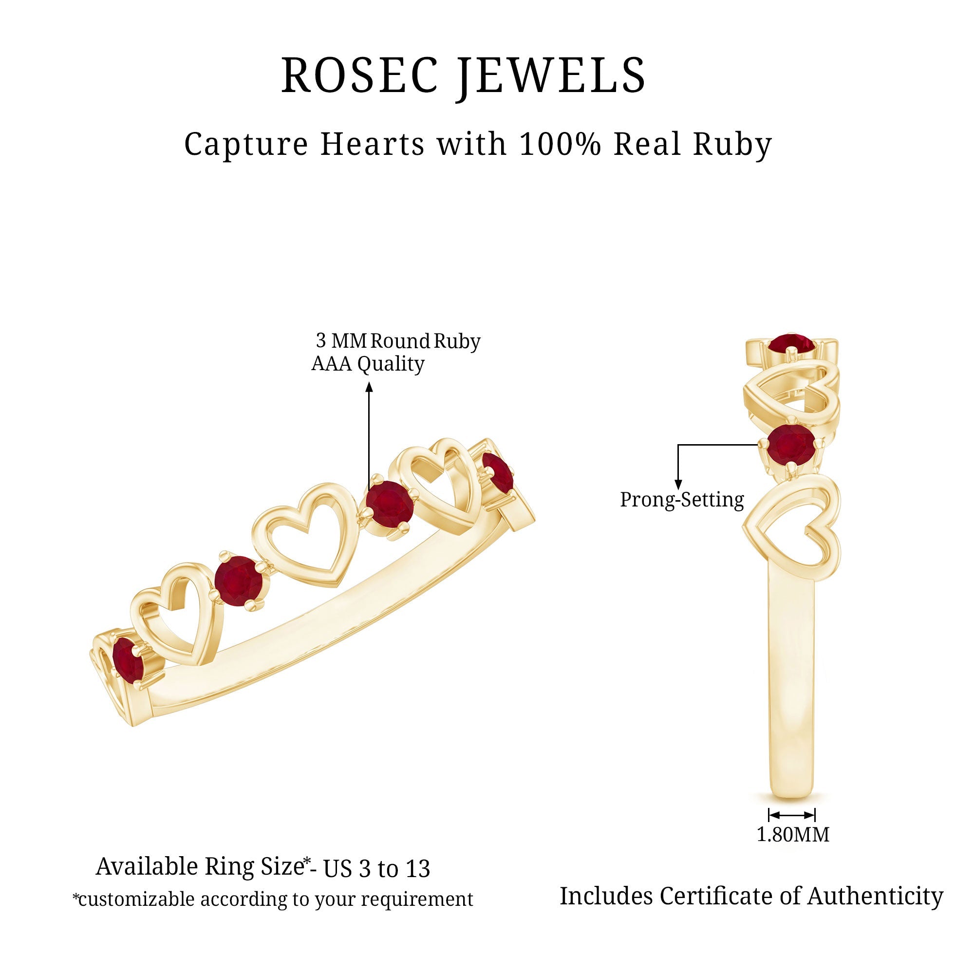 Natural Ruby Heart Eternity Ring for Promise