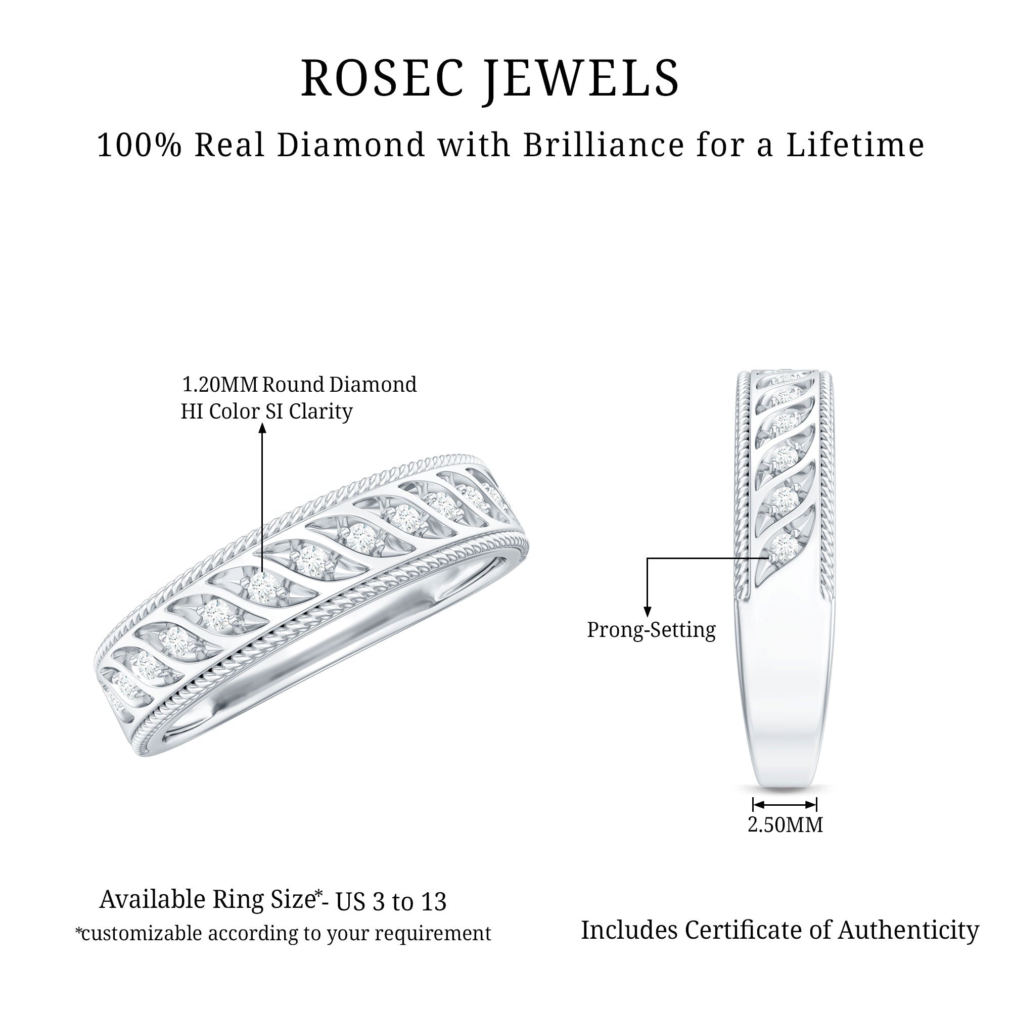 Designer Diamond Wedding Band Ring for Women