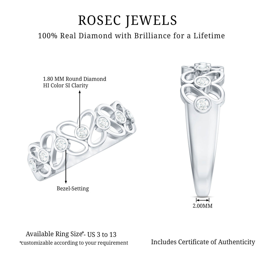Contemporary Diamond Half Eternity Band Ring for Women