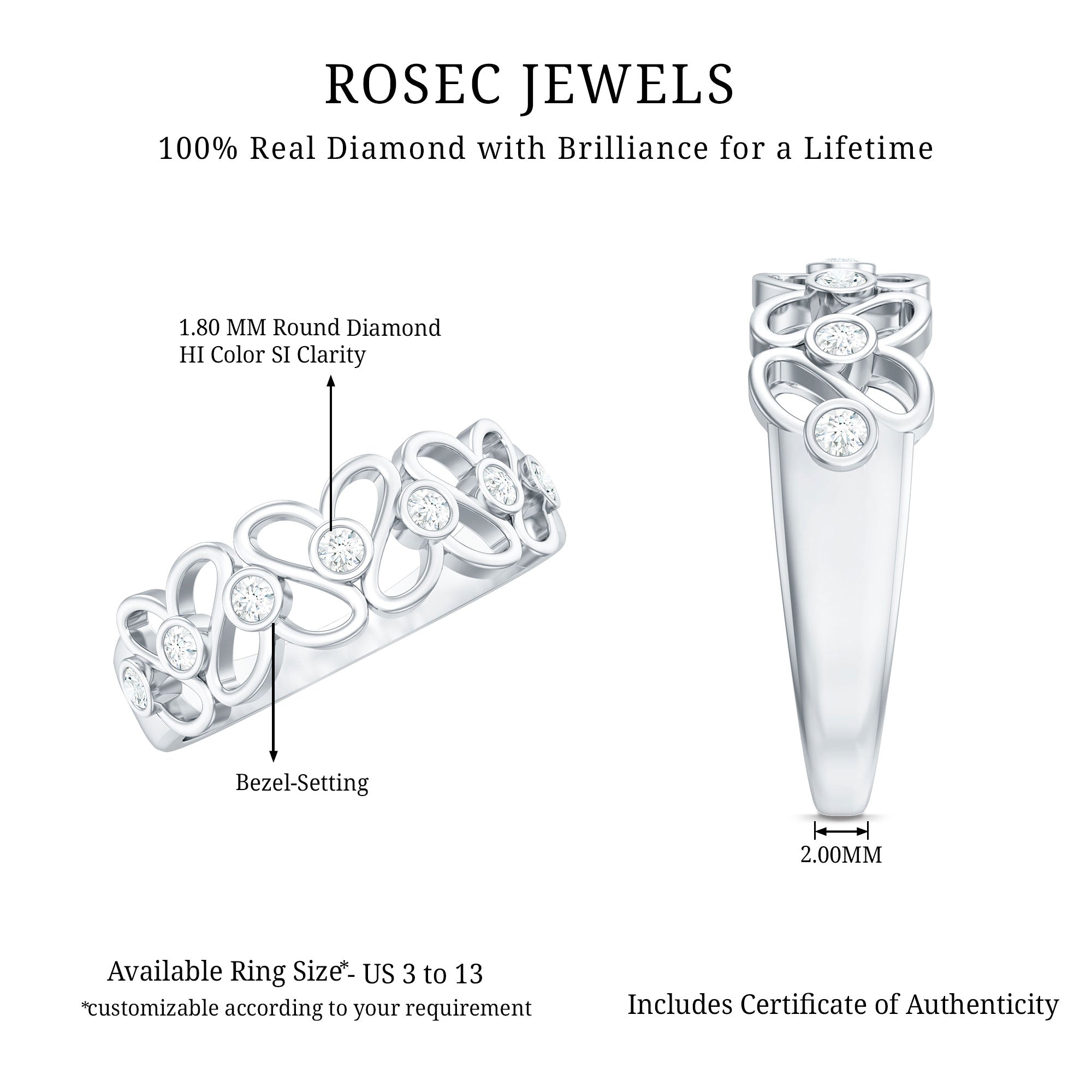 Contemporary Diamond Half Eternity Band Ring for Women