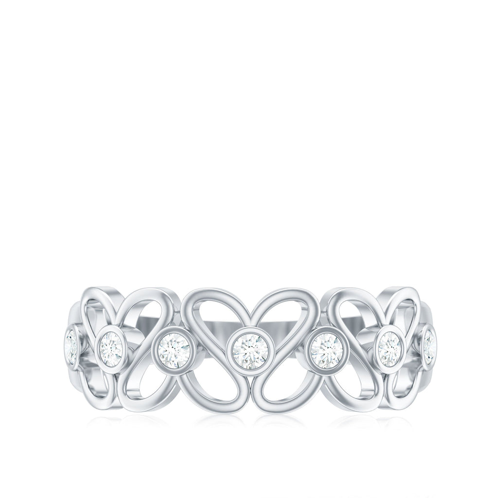 Contemporary Diamond Half Eternity Band Ring for Women