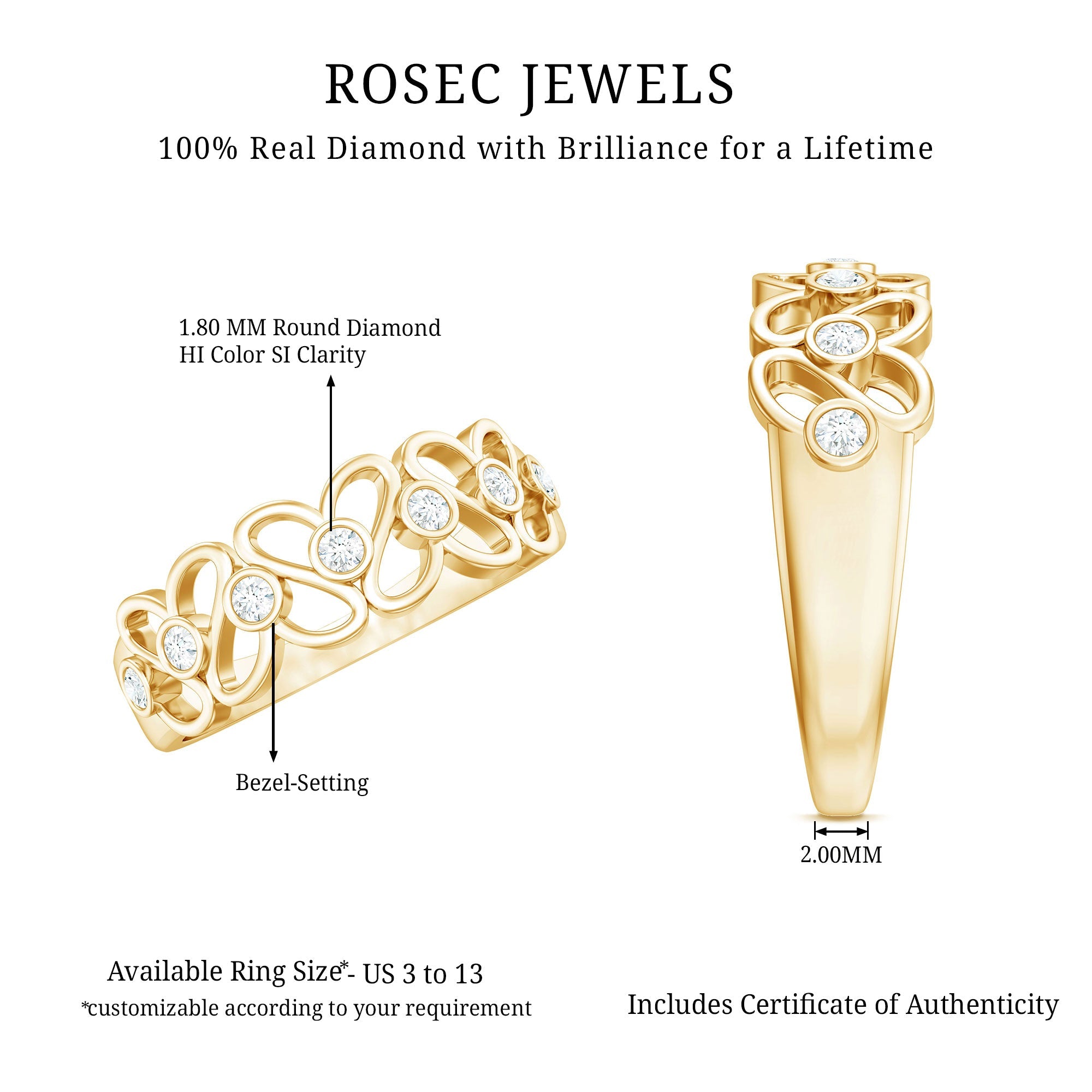 Contemporary Diamond Half Eternity Band Ring for Women