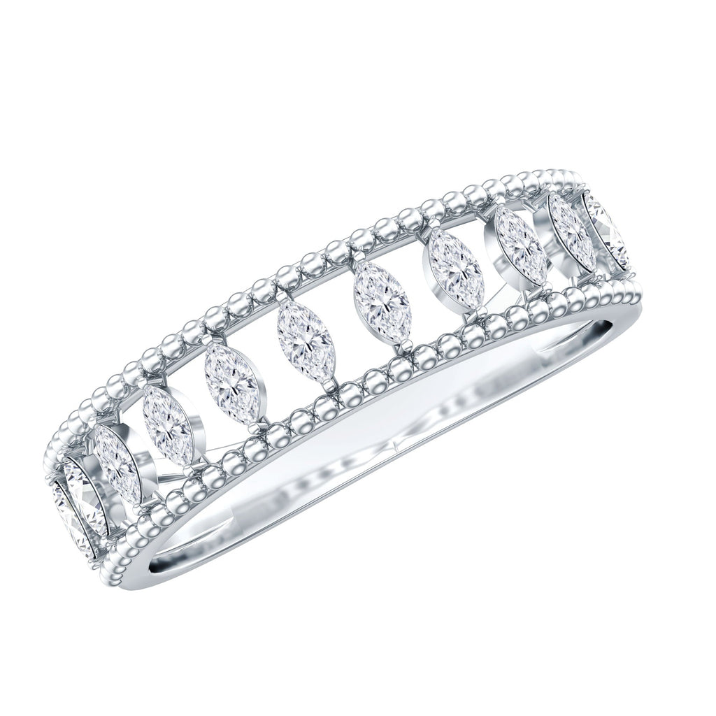 Natural Marquise Diamond Half Eternity Wedding Band