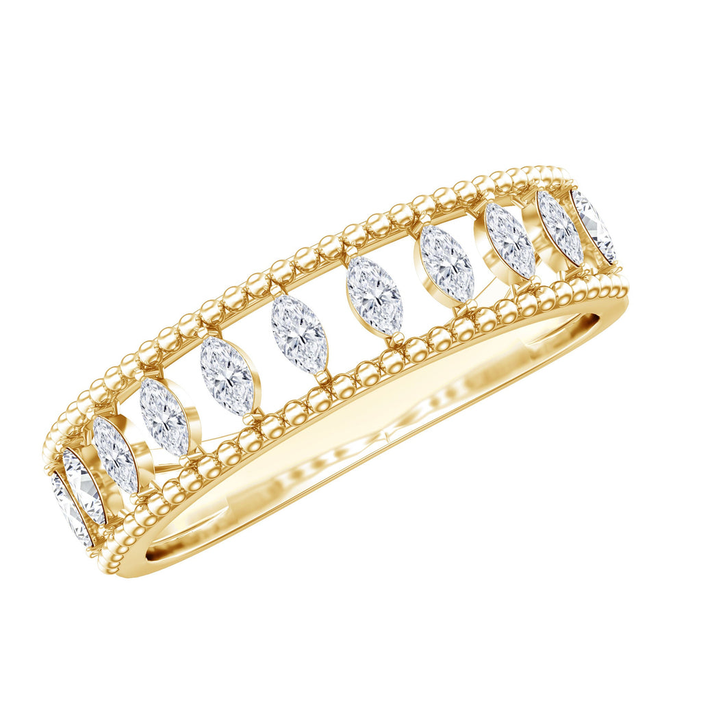Natural Marquise Diamond Half Eternity Wedding Band