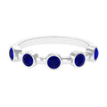 Real Bezel Set Blue Sapphire Half Eternity Ring for Women
