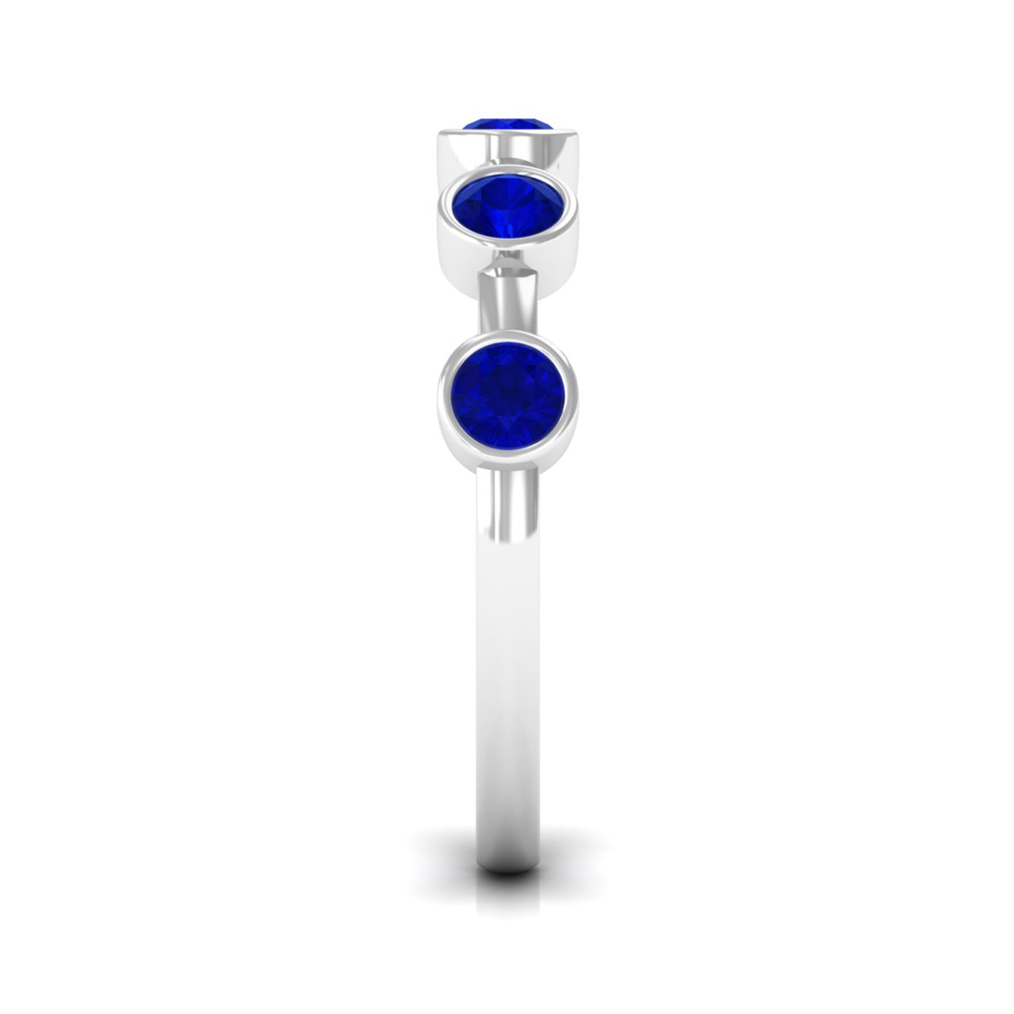 Real Bezel Set Blue Sapphire Half Eternity Ring for Women