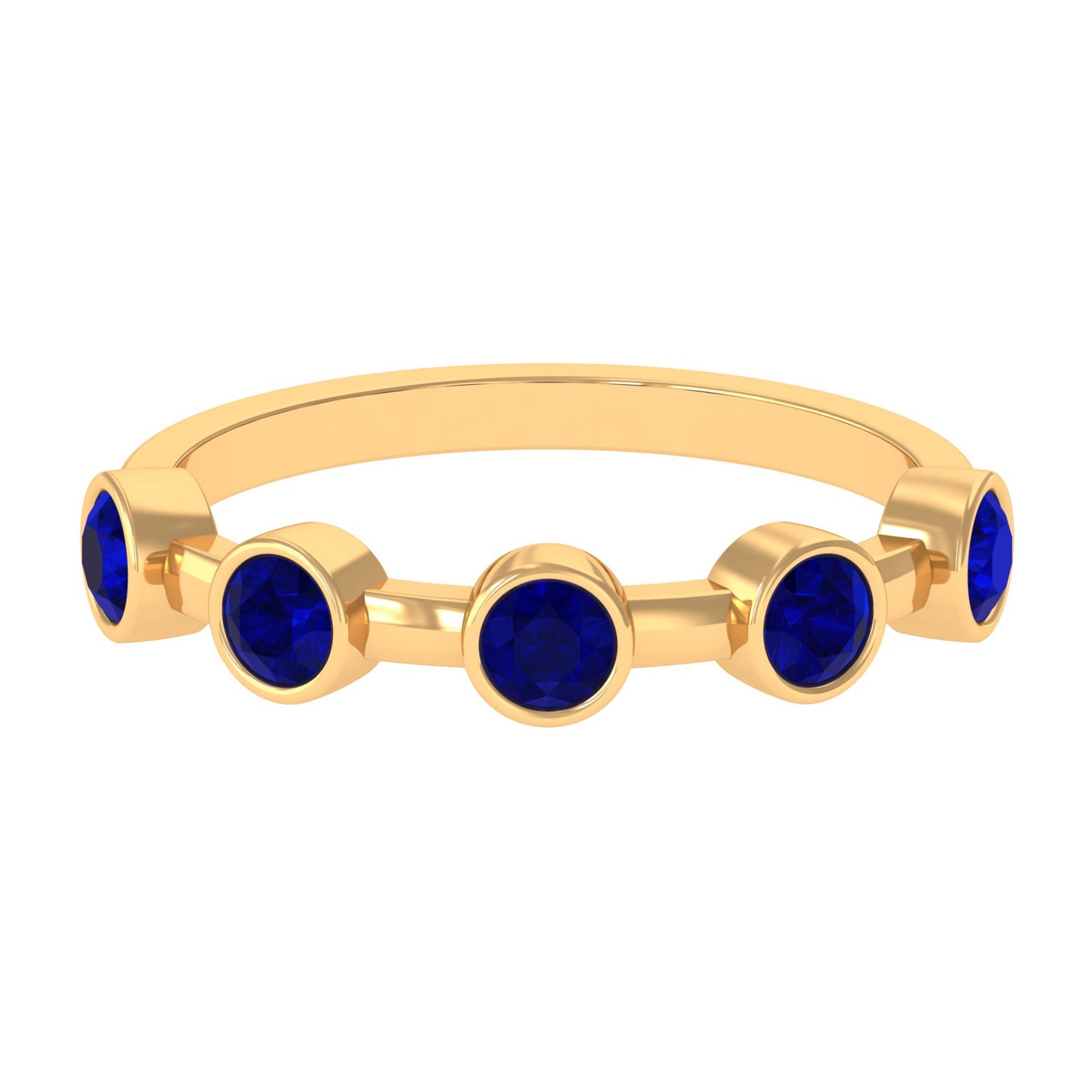 Real Bezel Set Blue Sapphire Half Eternity Ring for Women
